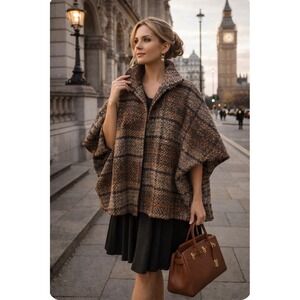 Vince Camuto Plaid Open Front Kimono Cape Jacket One Size
Old money classy